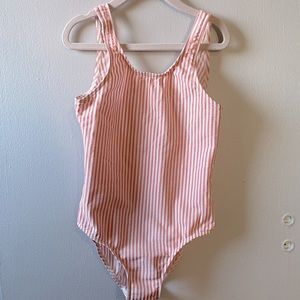 Like-new Mango Kids Pink Seersucker Swimsuit Size 7/8